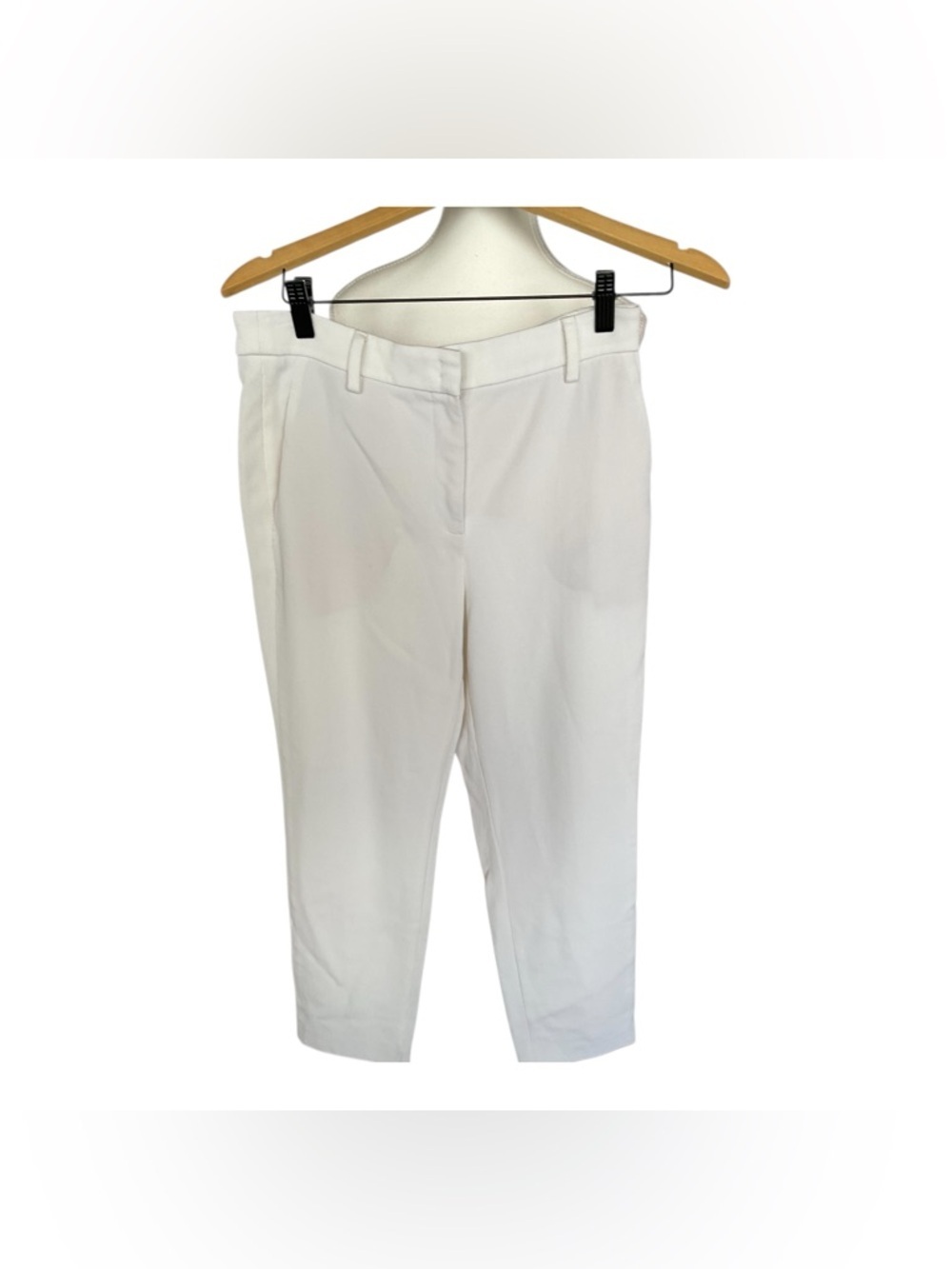 Akris White Wool Tailored Pants Cropped Straight Leg Size 30